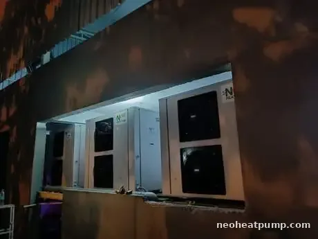 Neo swimming pool heat pump installation